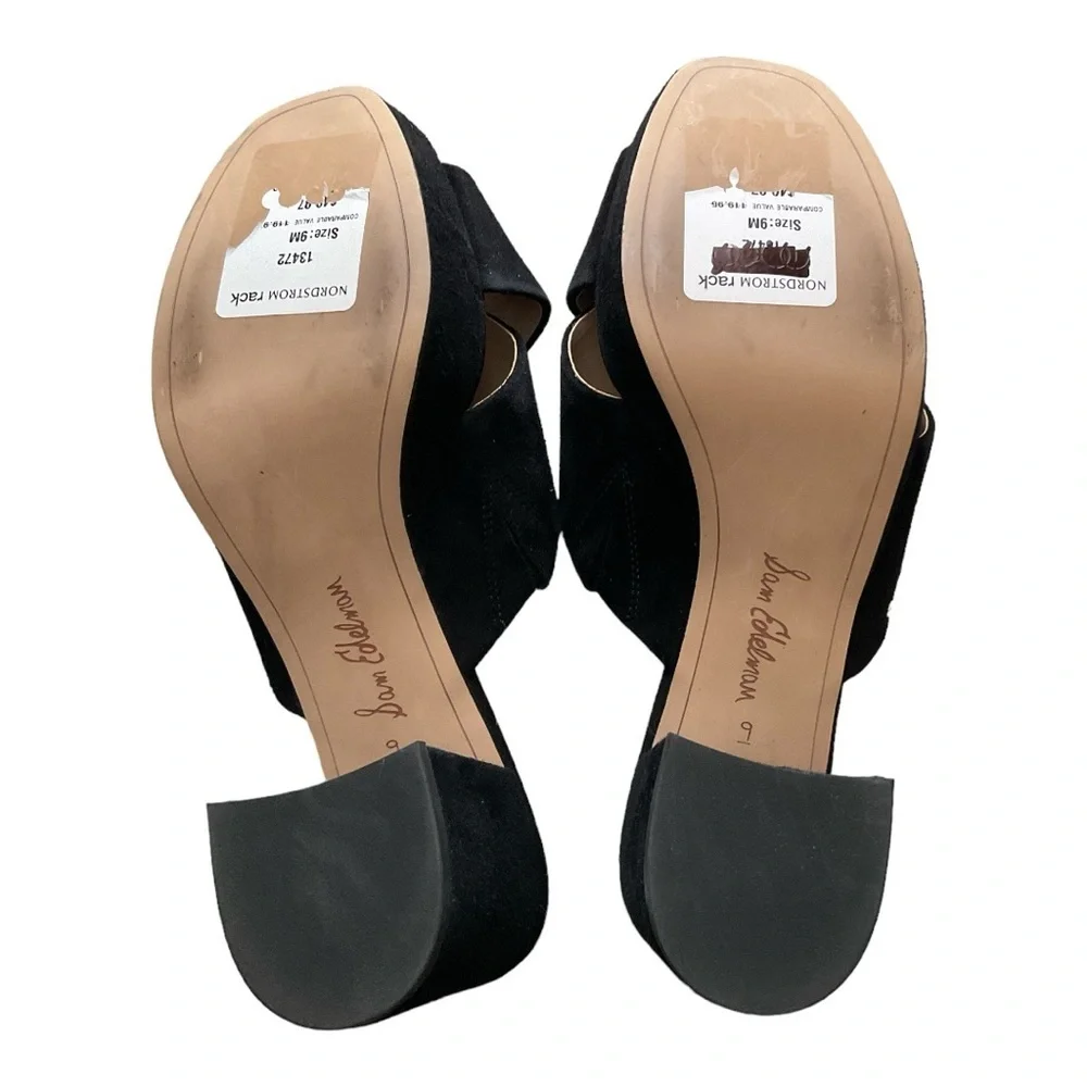 Sam Edelman Jayne Platform Sandals Black Suede Size 9